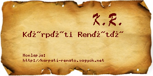 Kárpáti Renátó névjegykártya